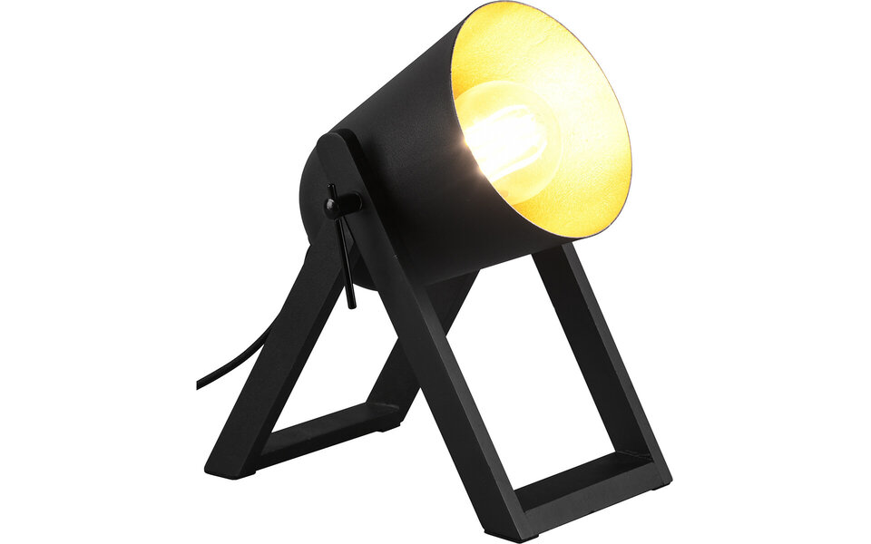 HLW LED LED Table Lamp - Table Lighting - Trion Maryla - E27 Fitting - Round - Matte Black/Gold - Wood HLW LED LED Table Lamp - Table Lighting - Trion Maryla - E27 Fitting - Round - Matte Black/Gold - Wood