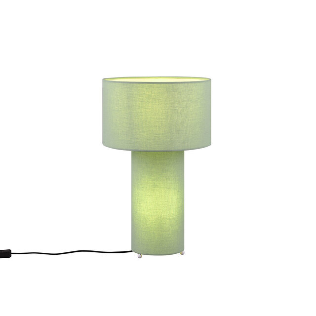 Ronde groene textiel tafellamp met E27 fitting en maximaal 10W LED verlichting
