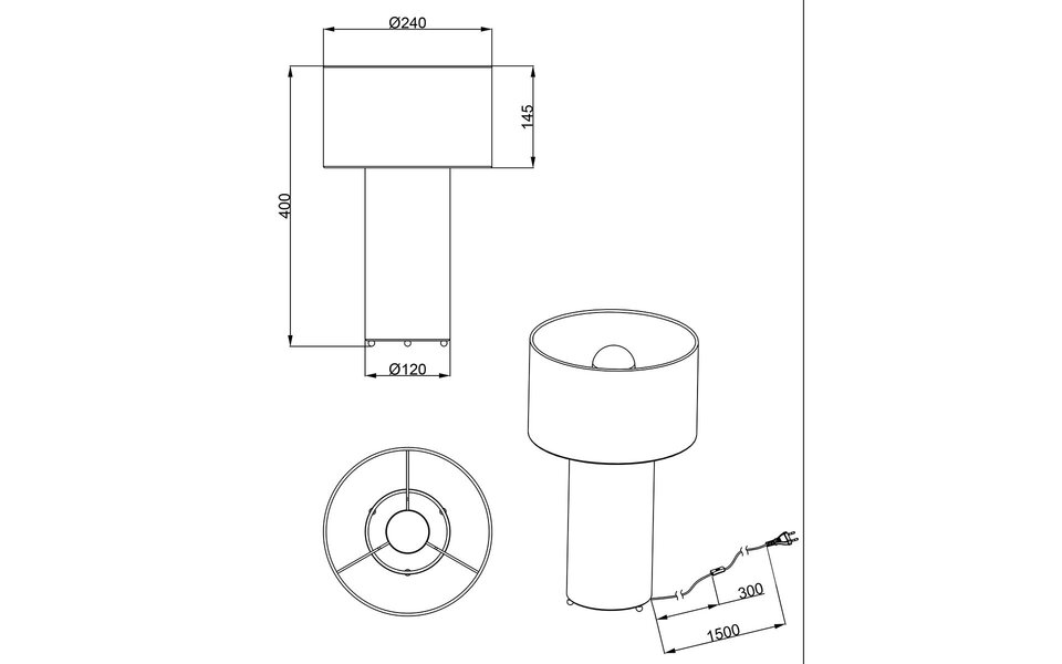 HLW LED LED Table Lamp - Trion Balin - E27 Fitting - Round - Gray - Textile
