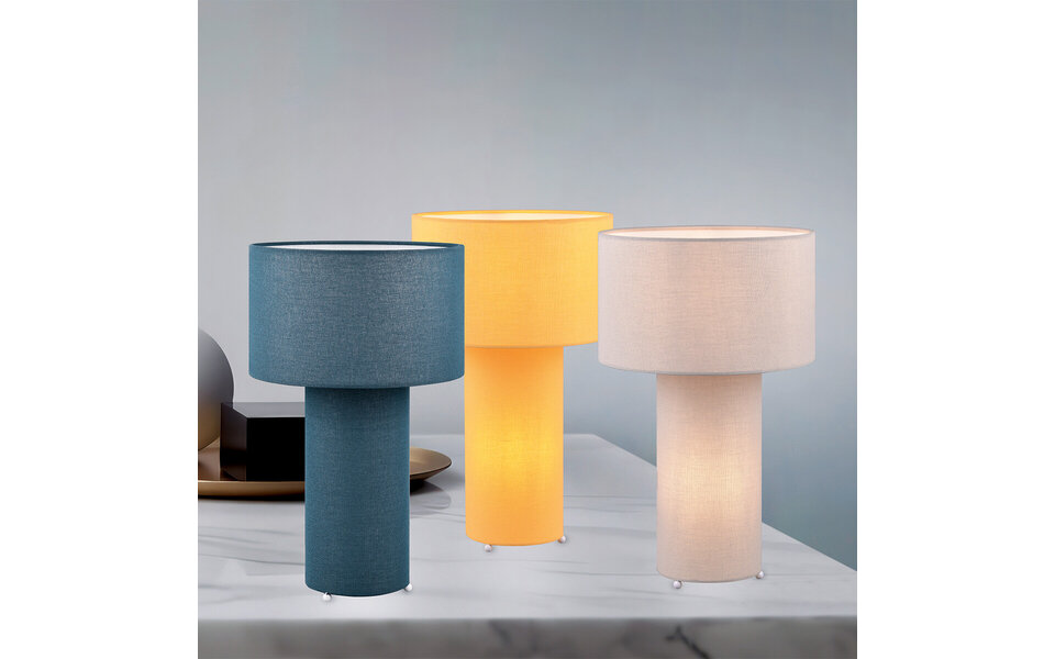 HLW LED LED Table Lamp - Trion Balin - E27 Fitting - Round - Yellow - Textile