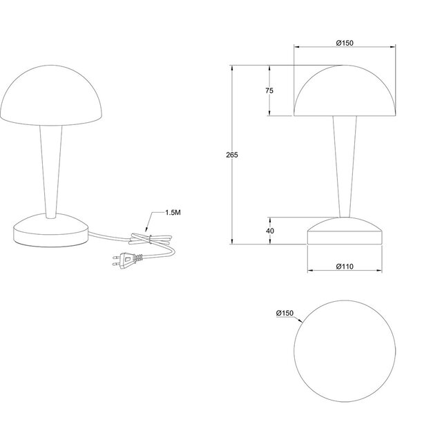 HLW LED LED Tafellamp - Trion Candin - E14 Fitting - Warm Wit 3000K - Zwart/Chroom