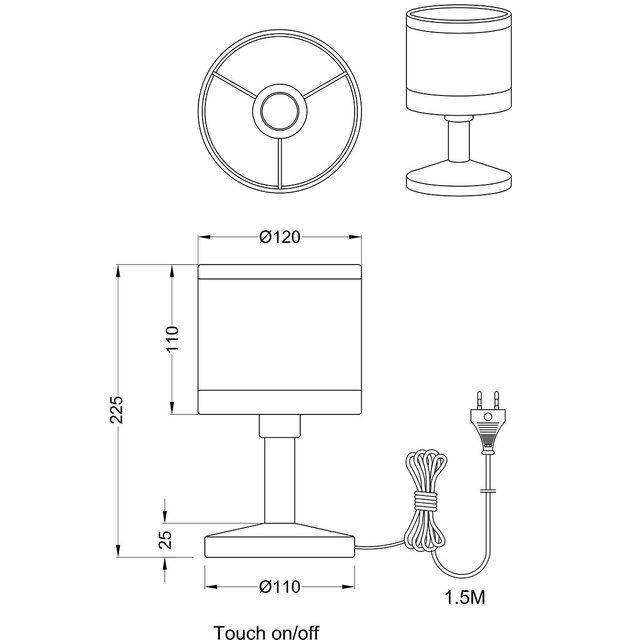 Ronde LED tafellamp van chroom met E14 fitting en metalen behuizing, geschikt tot 10W