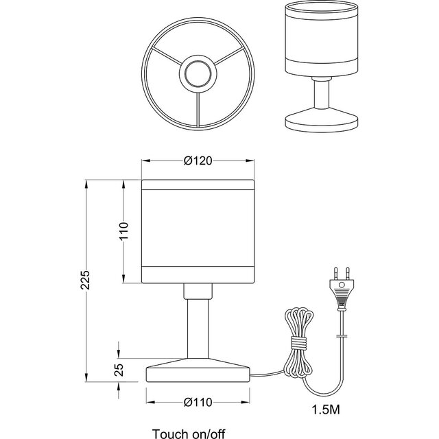 Ronde matzwarte LED tafellamp van metaal met E14 fitting en maximaal 10W vermogen Ronde matzwarte LED tafellamp van metaal met E14 fitting en maximaal 10W vermogen