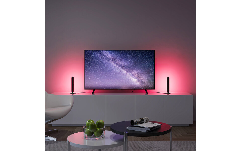 HLW LED LED GAME Table Lamp - Trion Gimma - 2.5W - RGBW - Dimmable - Dynamic Light - Sound Control - Remote Control - Black - Plastic