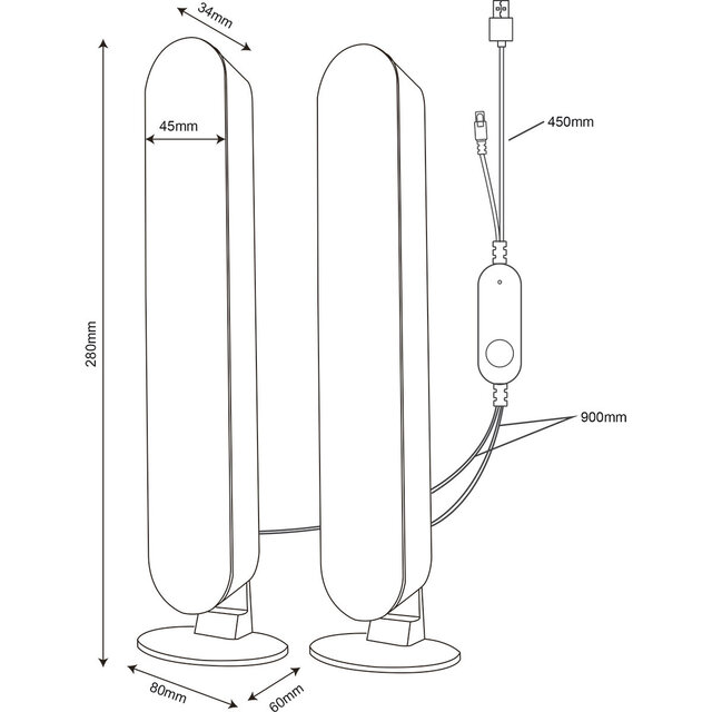 HLW LED LED GAME Table Lamp - Trion Gimma - 2.5W - RGBW - Dimmable - Dynamic Light - Sound Control - Remote Control - Black - Plastic