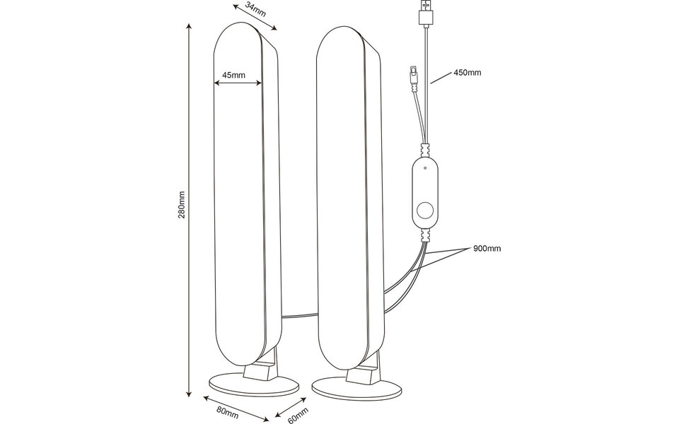 HLW LED LED GAME Table Lamp - Trion Gimma - 2.5W - RGBW - Dimmable - Dynamic Light - Sound Control - Remote Control - Black - Plastic