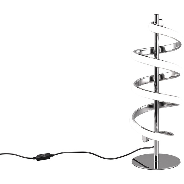 Ronde dimbare LED tafellamp van metaal in chroomkleur met 12W vermogen en aanpasbare kleurtemperatuur