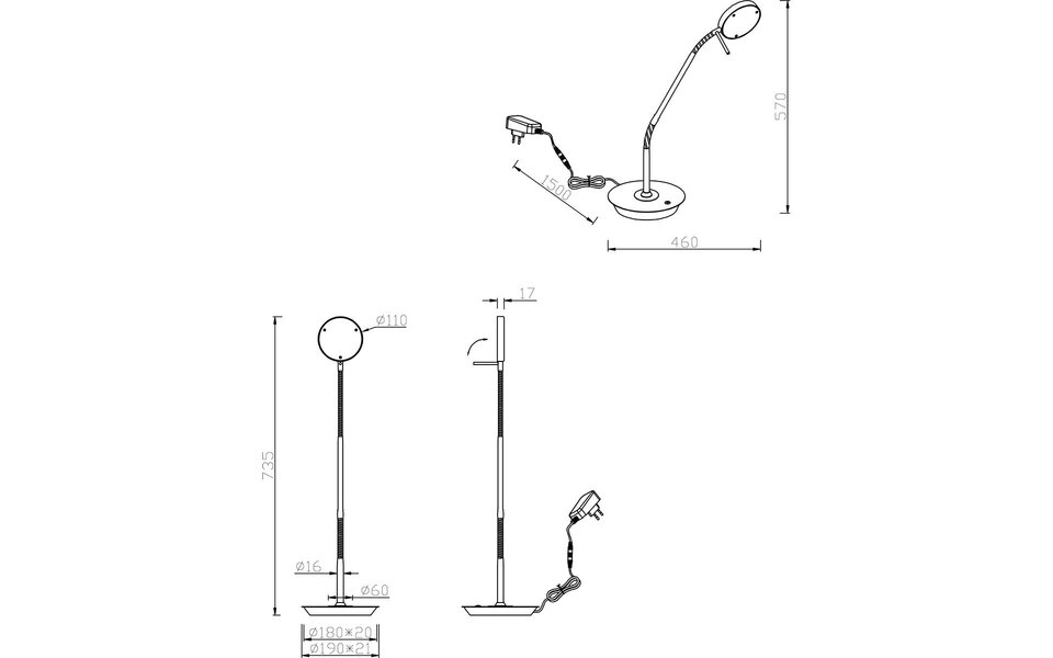 HLW LED LED Table Lamp - Trion Amon - 12W - Adjustable Color - Dimmable - Round - Matte White - Metal