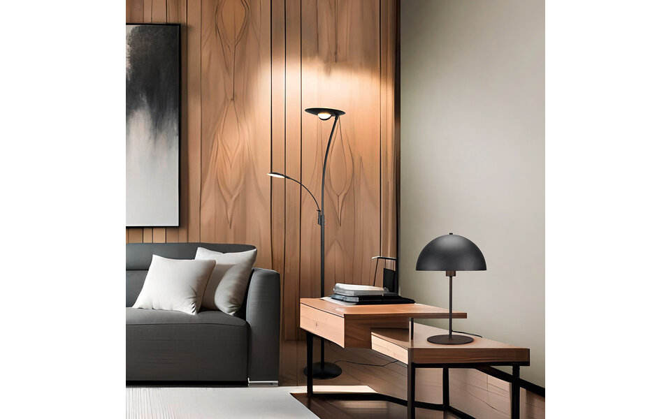 HLW LED LED Table Lamp - Trion Alia - E27 Fitting - Round - Matte Black - Metal