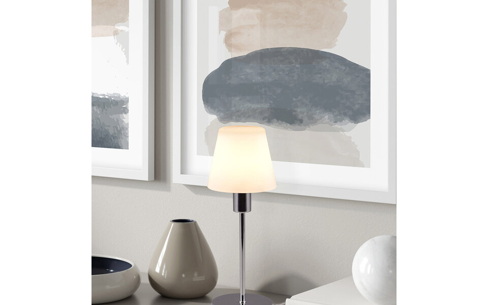 HLW LED LED Tafellamp - Tafelverlichting - Trion Siu - E14 Fitting - Kegel - Chroom - Metaal