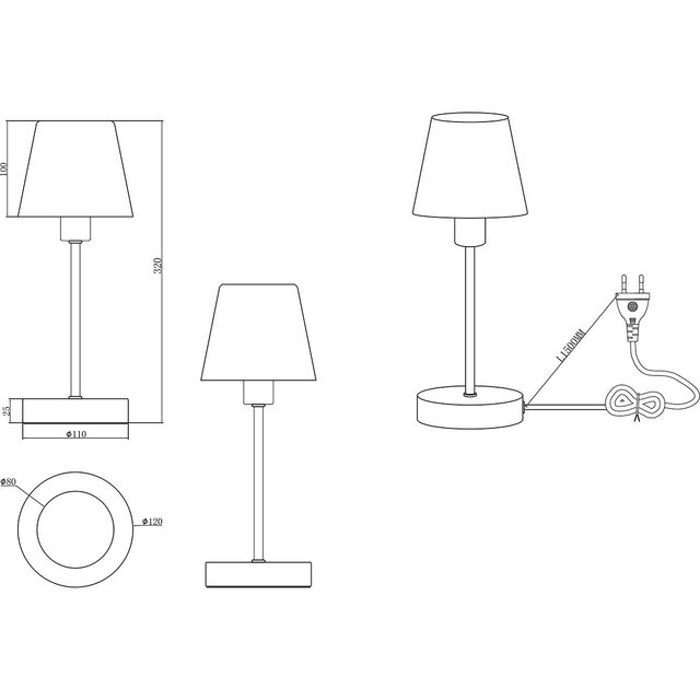 HLW LED LED Tafellamp - Tafelverlichting - Trion Siu - E14 Fitting - Kegel - Mat Nikkel - Metaal