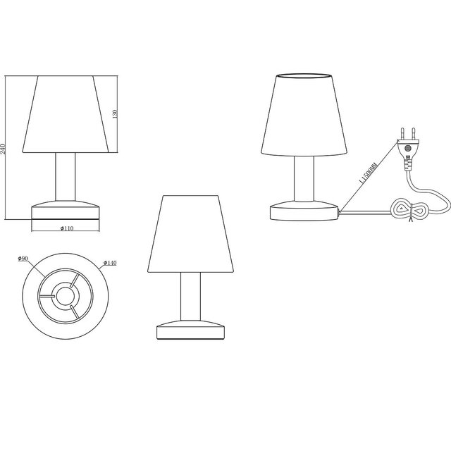 LED tafellamp met mat nikkel metalen voet en witte lampenkap, E14 fitting, 1 lichtpunt, tot 40W LED tafellamp met mat nikkel metalen voet en witte lampenkap, E14 fitting, 1 lichtpunt, tot 40W