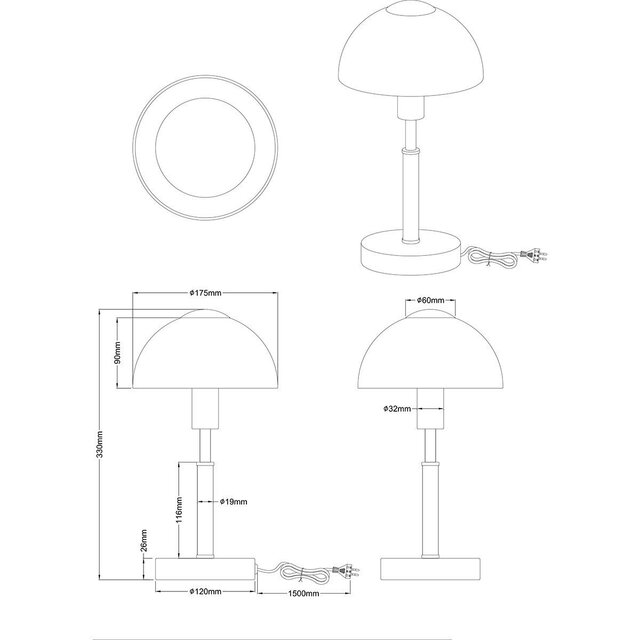 LED tafellamp met mat messing metalen voet en wit glazen kap, E14 fitting, 1 lichtpunt, tot 28W LED tafellamp met mat messing metalen voet en wit glazen kap, E14 fitting, 1 lichtpunt, tot 28W