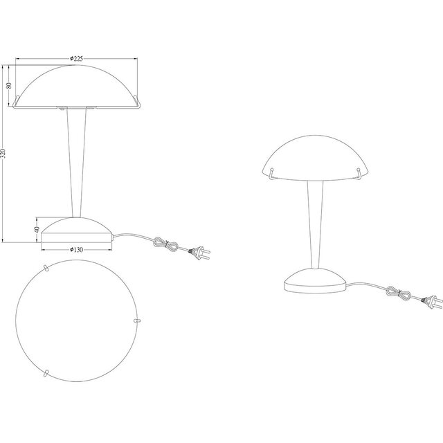 Moderne LED tafellamp met mat nikkel metalen voet en wit glazen kap, E14 fitting, 1 lichtpunt, tot 40W
