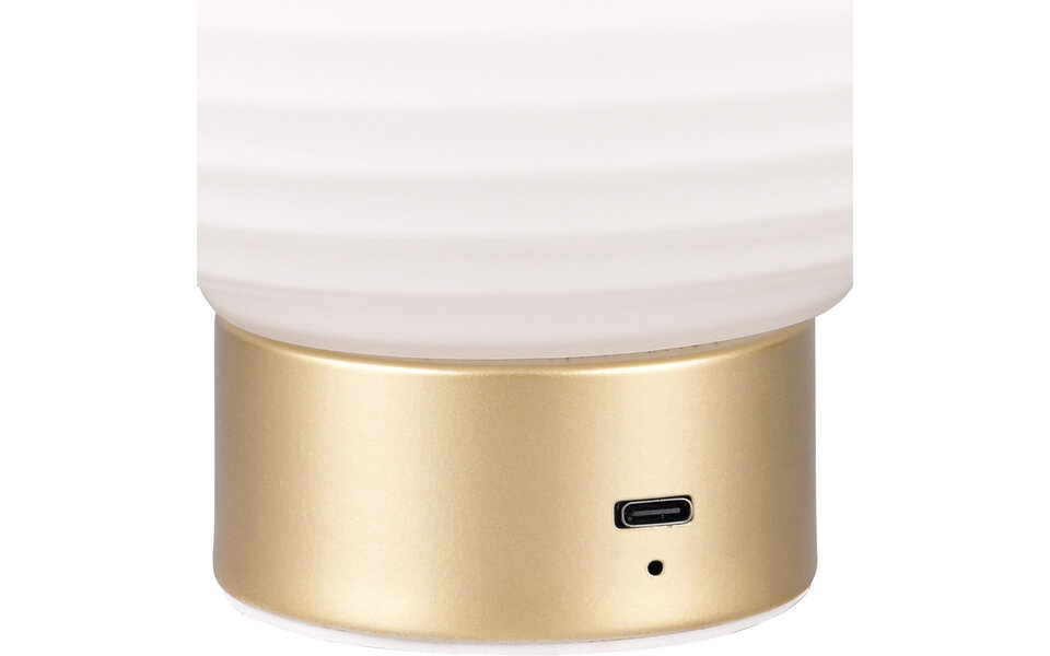 HLW LED LED Tafellamp - Trion Rali - 1.5W - Warm Wit 3000K - Oplaadbare batterijen - Ovaal - Mat Messing - Metaal