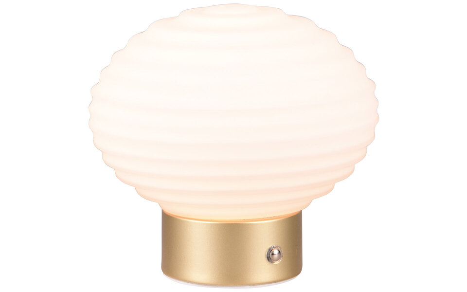 HLW LED LED Tafellamp - Trion Rali - 1.5W - Warm Wit 3000K - Oplaadbare batterijen - Ovaal - Mat Messing - Metaal