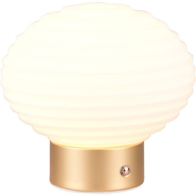 HLW LED LED Tafellamp - Trion Rali - 1.5W - Warm Wit 3000K - Oplaadbare batterijen - Ovaal - Mat Messing - Metaal