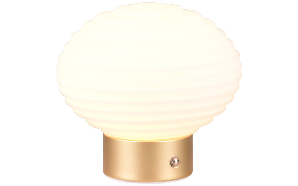 HLW LED LED Tafellamp - Trion Rali - 1.5W - Warm Wit 3000K - Oplaadbare batterijen - Ovaal - Mat Messing - Metaal