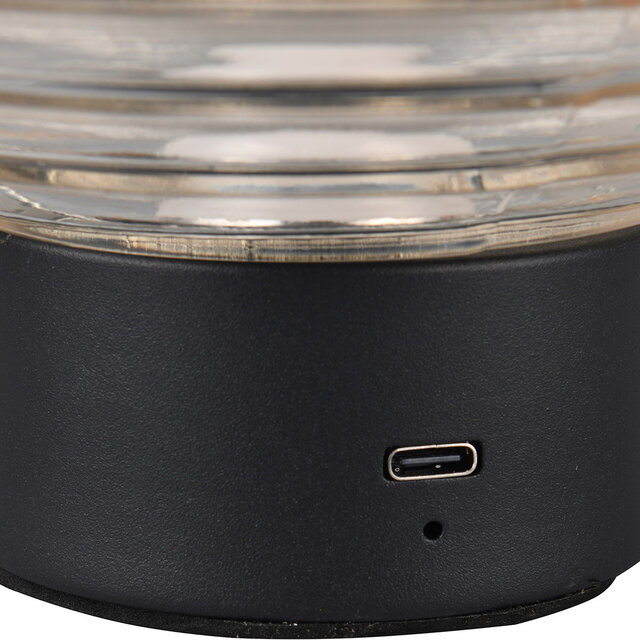 HLW LED LED Tafellamp - Trion Rali - 1.5W - Warm Wit 3000K - Oplaadbare batterijen - Ovaal - Mat Zwart - Metaal