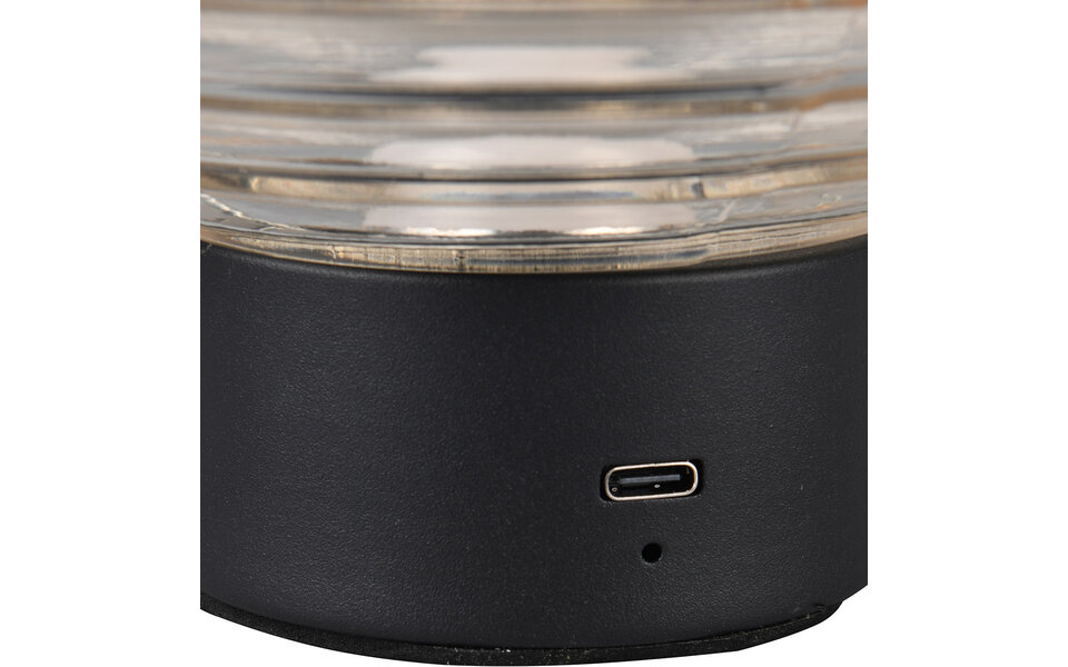 HLW LED LED Tafellamp - Trion Rali - 1.5W - Warm Wit 3000K - Oplaadbare batterijen - Ovaal - Mat Zwart - Metaal