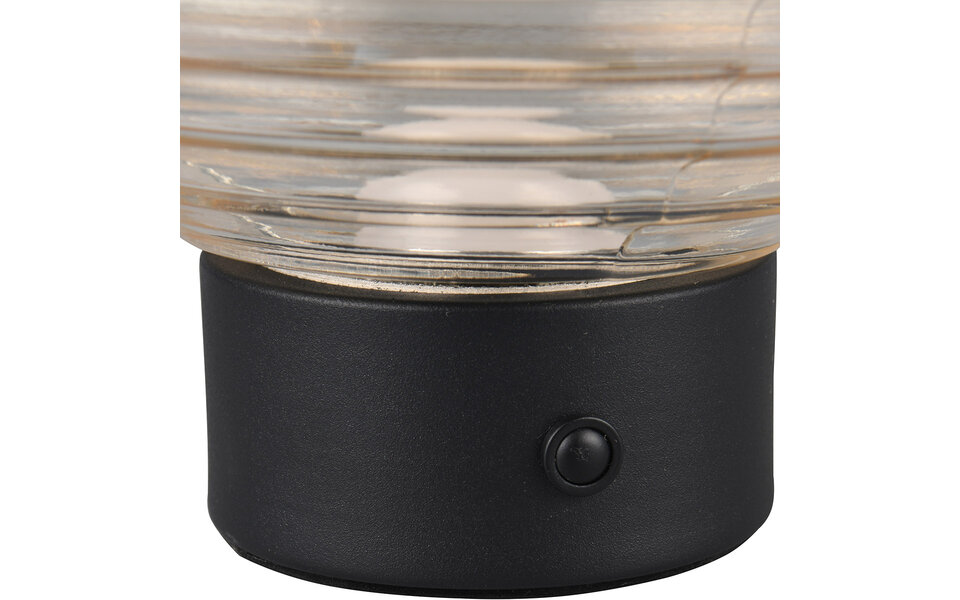 HLW LED LED Tafellamp - Trion Rali - 1.5W - Warm Wit 3000K - Oplaadbare batterijen - Ovaal - Mat Zwart - Metaal