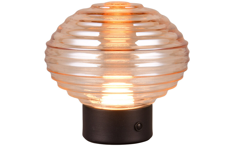 HLW LED LED Tafellamp - Trion Rali - 1.5W - Warm Wit 3000K - Oplaadbare batterijen - Ovaal - Mat Zwart - Metaal