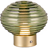 Ovale groene LED tafellamp met mat messing metalen voet en warm wit licht 3000K 1.5W oplaadbaar