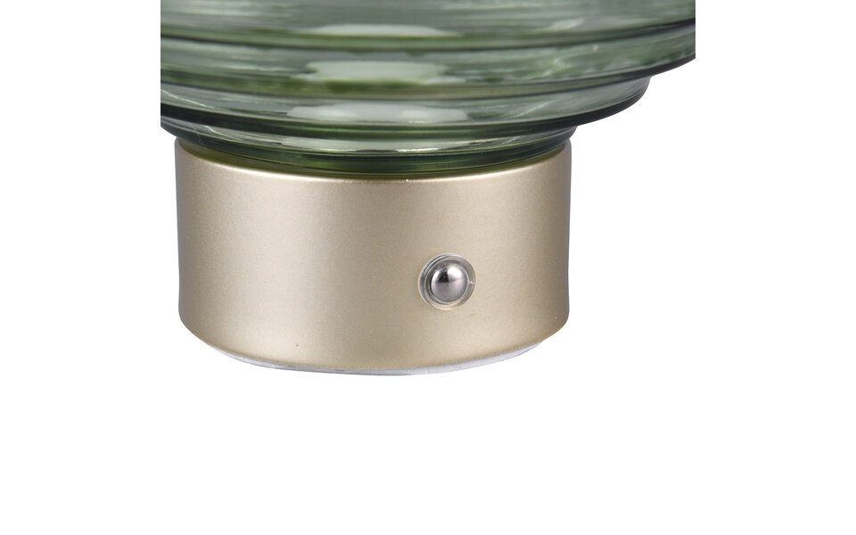 HLW LED LED Table Lamp - Trion Rali - 1.5W - Warm White 3000K - Rechargeable batteries - Oval - Matt Brass - Metal - Green - Glass
