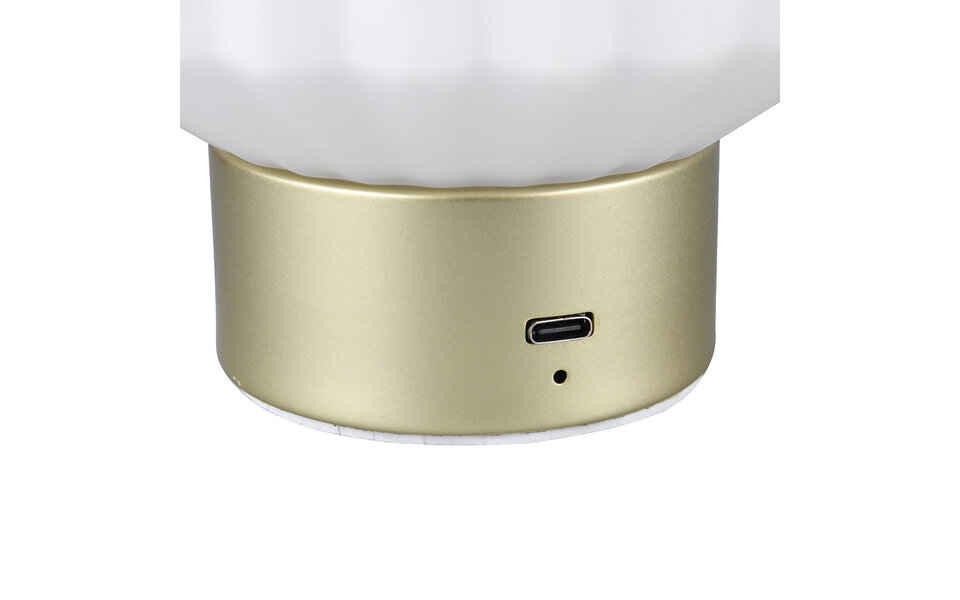 HLW LED LED Table Lamp - Trion Doli - 1.5W - Warm White 3000K - Rechargeable batteries - Matte Brass - Metal - White Glass HLW LED LED Table Lamp - Trion Doli - 1.5W - Warm White 3000K - Rechargeable batteries - Matte Brass - Metal - White Glass