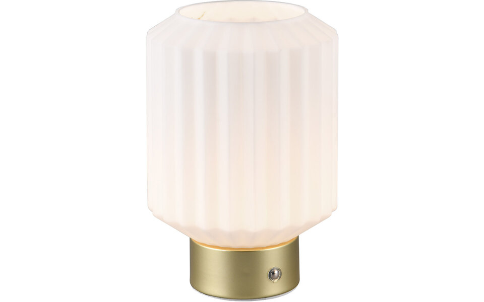 HLW LED LED Table Lamp - Trion Doli - 1.5W - Warm White 3000K - Rechargeable batteries - Matte Brass - Metal - White Glass HLW LED LED Table Lamp - Trion Doli - 1.5W - Warm White 3000K - Rechargeable batteries - Matte Brass - Metal - White Glass