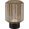 LED Tafellamp - Trion Doli - 1.5W - Warm Wit 3000K - Oplaadbare batterijen - Mat Zwart - Metaal - Amber Glas