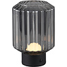 HLW LED LED Table Lamp - Trion Doli - 1.5W - Warm White 3000K - Rechargeable Batteries - Matte Black - Metal - Smoke-Colored Glass