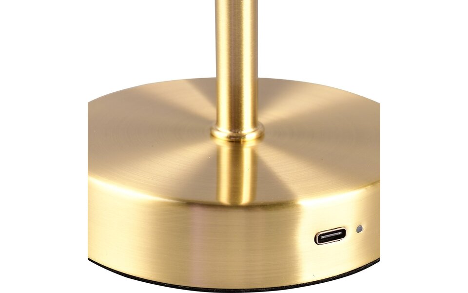 HLW LED LED Tafellamp - Trion Feli - 1.5W - Warm Wit 3000K - Oplaadbare batterijen - Messing - Metaal