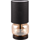 HLW LED LED Table Lamp - Trion Oliy - E27 Fitting - Round - Matte Black - Metal - Amber Glass