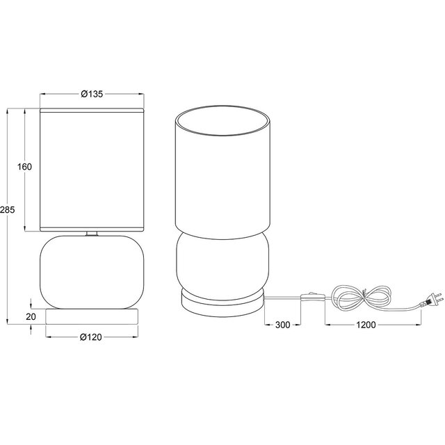 Ronde mat zwarte metalen tafellamp met amberkleurig glas en E27 fitting tot 40W Ronde mat zwarte metalen tafellamp met amberkleurig glas en E27 fitting tot 40W
