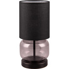 HLW LED LED Table Lamp - Trion Oliy - E27 Fitting - Round - Matte Black - Metal - Smoke-colored Glass