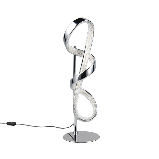 LED Tafellamp - Trion Pudia - 11W - Natuurlijk Wit 4000K - Glans Chroom - Metaal Verlichting per ruimte