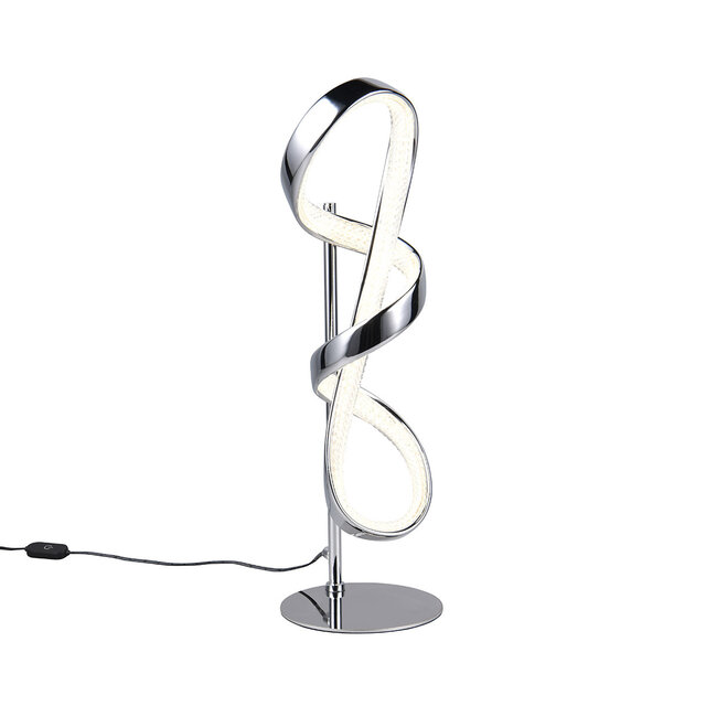 slanke LED tafellamp in glans chroom met 11W vermogen en natuurlijk wit licht van 4000K