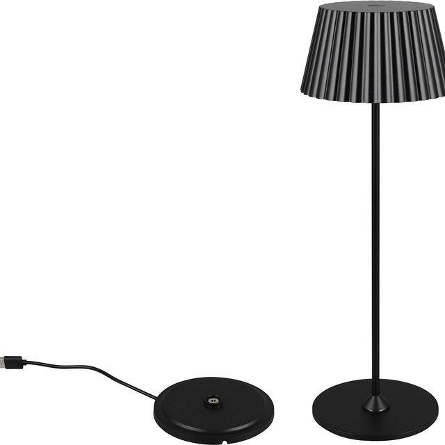 HLW LED LED Table Lamp - Trion Uraz - 1.5W - Warm White 3000K - Rechargeable batteries - Matte Black - Metal