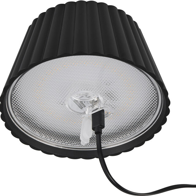 HLW LED LED Tafellamp - Trion Uraz - 1.5W - Warm Wit 3000K - Oplaadbare batterijen - Mat Zwart - Metaal
