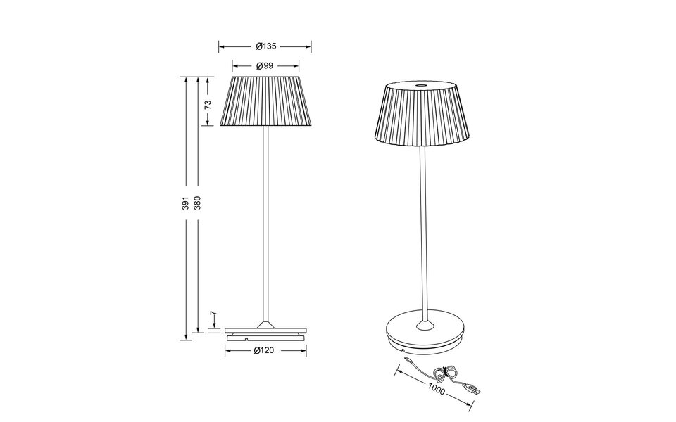 HLW LED LED Tafellamp - Trion Uraz - 1.5W - Warm Wit 3000K - Oplaadbare batterijen - Mat Zwart - Metaal
