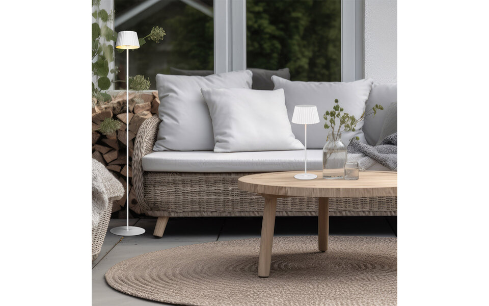 HLW LED LED Tafellamp - Trion Rado - 1.7W - Warm Wit 3000K - Oplaadbare batterijen - Mat Wit - Kunststof