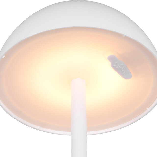 HLW LED LED Tafellamp - Trion Rado - 1.7W - Warm Wit 3000K - Oplaadbare batterijen - Mat Wit - Kunststof