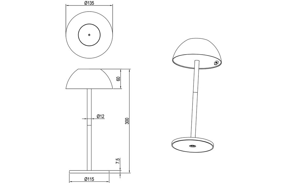 HLW LED LED Tafellamp - Trion Rado - 1.7W - Warm Wit 3000K - Oplaadbare batterijen - Mat Wit - Kunststof