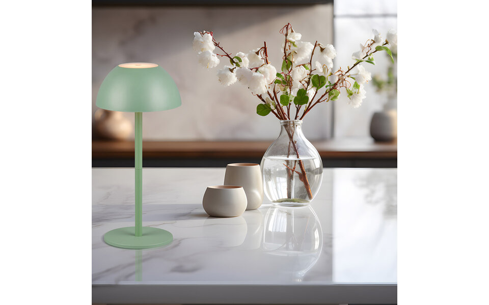 HLW LED LED Table Lamp - Trion Rado - 1.7W - Warm White 3000K - Rechargeable batteries - Pistachio green - Plastic HLW LED LED Table Lamp - Trion Rado - 1.7W - Warm White 3000K - Rechargeable batteries - Pistachio green - Plastic