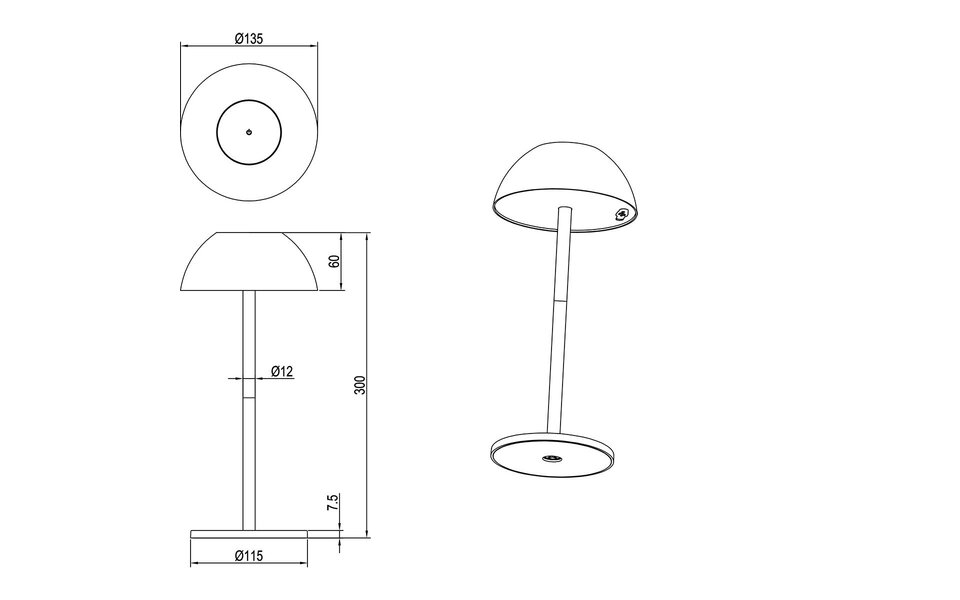 HLW LED LED Table Lamp - Trion Rado - 1.7W - Warm White 3000K - Rechargeable batteries - Gray - Plastic