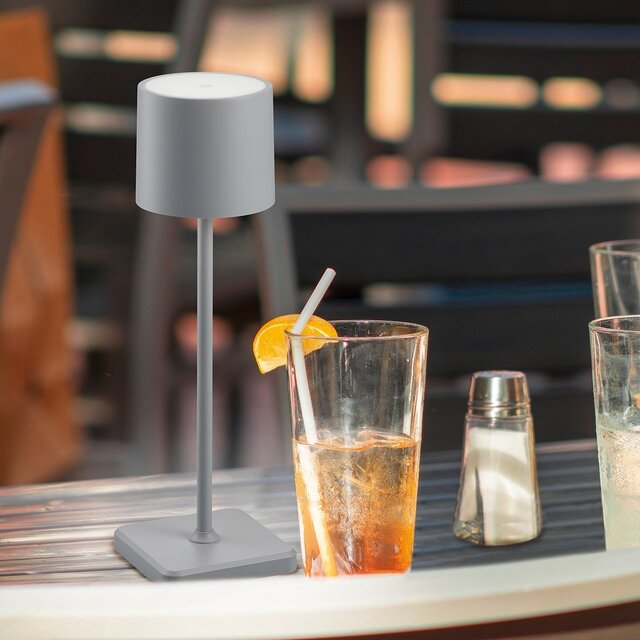 Grijze LED tafellamp zonder fitting met 1.5W vermogen en aanpasbare kleur, oplaadbaar en van kunststof