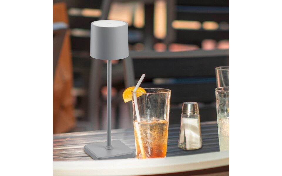 HLW LED LED Tafellamp - Trion Andez - 1.5W - Aanpasbare kleur - Oplaadbare batterijen - Grijs - Kunststof