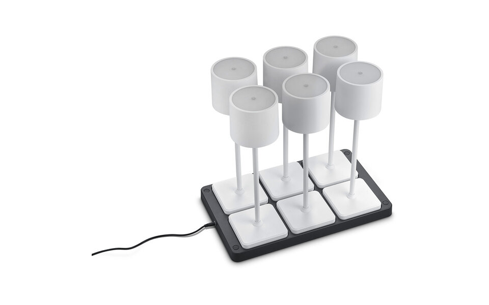 HLW LED LED Tafellamp - Trion Andez - 1.5W - 6 Lichtpunten - Aanpasbare kleur - Oplaadbare batterijen - Mat Wit - Kunststof