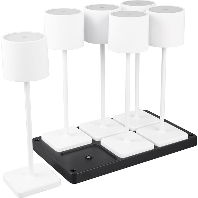 HLW LED LED Table Lamp - Trion Andez - 1.5W - 6 Light Points - Adjustable Color - Rechargeable Batteries - Matte White - Plastic HLW LED LED Table Lamp - Trion Andez - 1.5W - 6 Light Points - Adjustable Color - Rechargeable Batteries - Matte White - Plastic